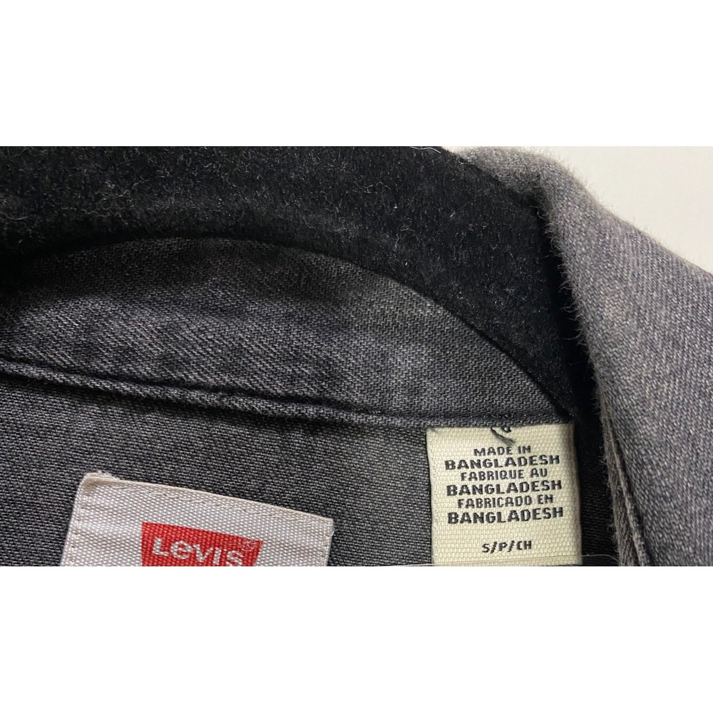 VTG Levis Mens Barstow Western Denim Shirt Black Gray Pearl Snap LS Sz Small - Picture 6 of 9
